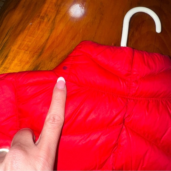 Red Quilted Puffer Vest with Stand-Up Collar - Picture 6 of 7